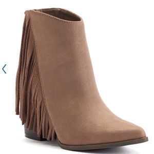 Candies Fringe Ankle Boots